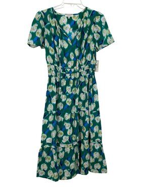 Angels Forever Young Green Floral Midi Dress Womens Size Small